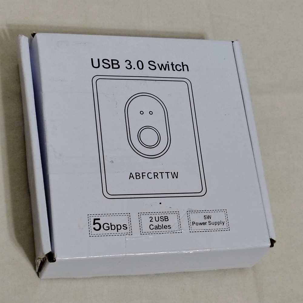 ABFCRTTW USB 3.0 Switch Hub KM U201B 5Gbps 2 Port with Power Supply and‎ Cables